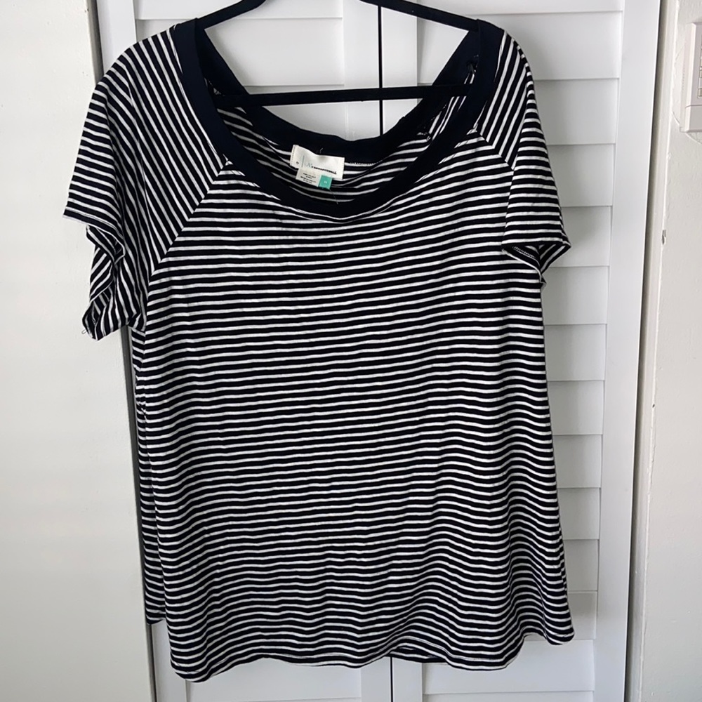 Plus- Black & White striped Anthropologie shirt